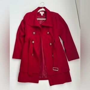Charles Klein wool blend women’s coat in red.